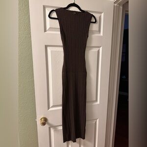 Quince Cotton Cashmere Ribbed Sleeveless Midi Dress - Small